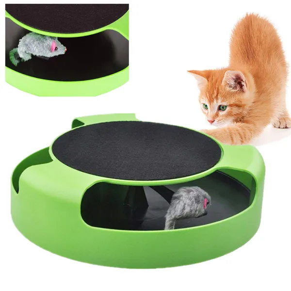Играчка за котка с мишка и кръгла драскалка