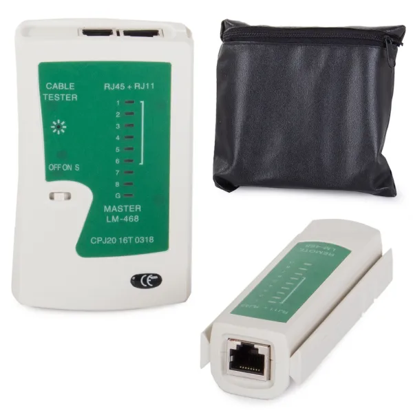 Тестер за LAN кабел с RJ45 и RJ11, с калъф