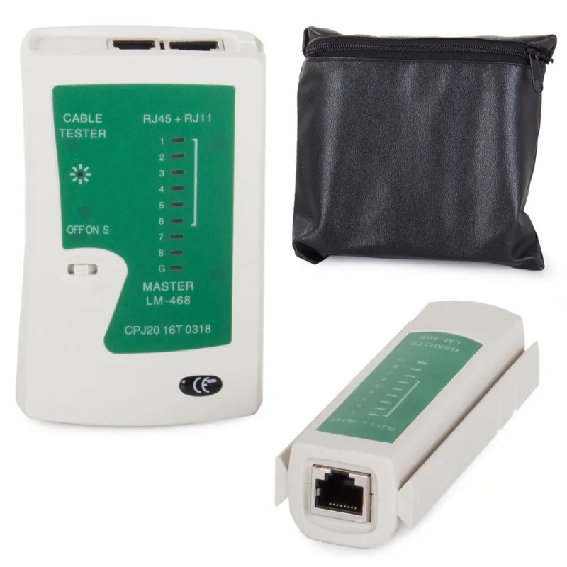 Тестер за LAN кабел с RJ45 и RJ11, с калъф