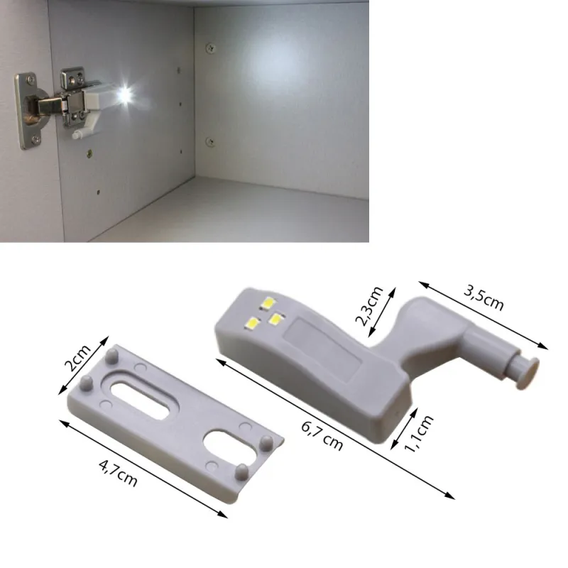 Лампа за шкаф със сензор за панта, 3 LED, на батерия — снимка 3