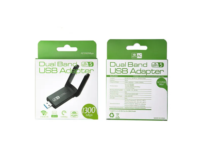 USB Wi-Fi адаптер двубандов, 2,4 и 5 GHz, стандарт 802.11ac — снимка 3