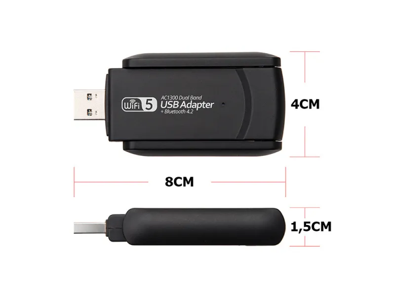 USB Wi-Fi адаптер двубандов, 2,4 и 5 GHz, стандарт 802.11ac — снимка 2