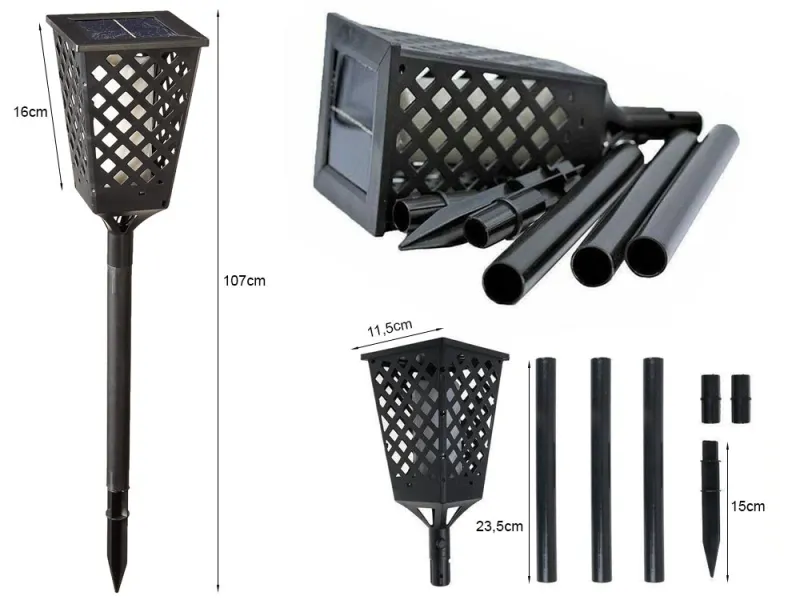 Соларен градински фенер факла със сензор — снимка 3