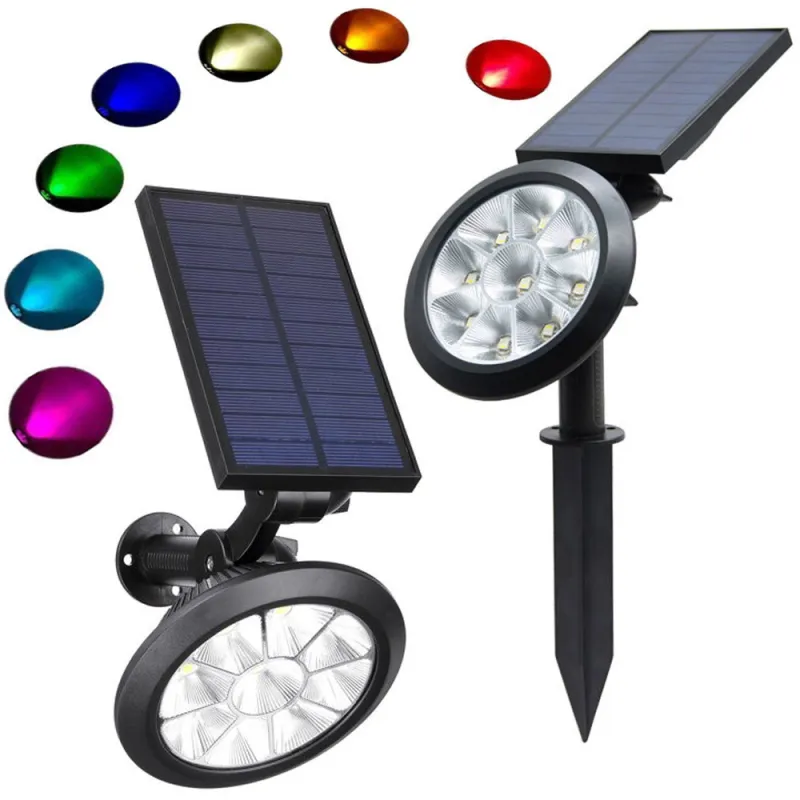 Соларна RGBW LED лампа за градина, IP55, 7 цвята