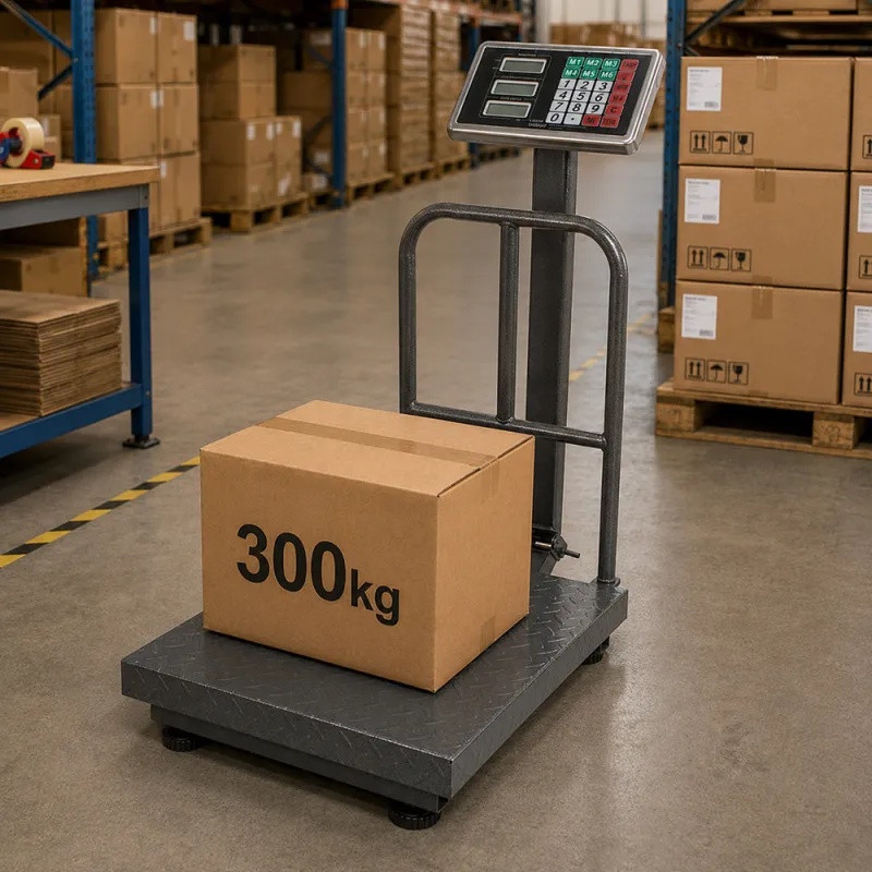 Електронен платформен кантар 300 кг с облегалка, сив — снимка 2