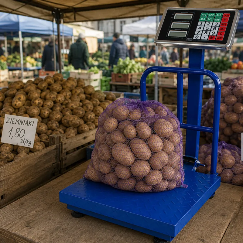 Електронен платформен кантар 300 кг с облегалка, син — снимка 3