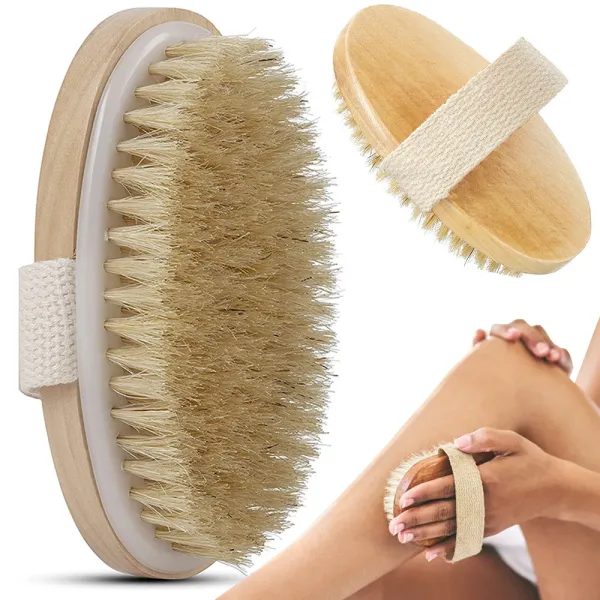Четка за сухо четкане на тяло от дърво и агаве