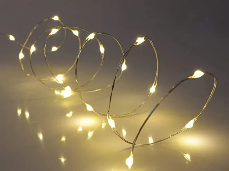 Коледни лампички с батерии, светеща жица 10 м, 100 LED — снимка 2