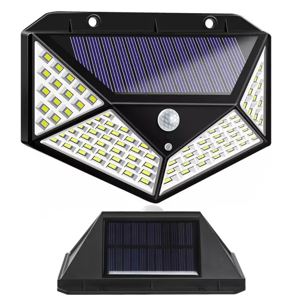 Соларна лампа със 100 LED, датчик за движение и здрач