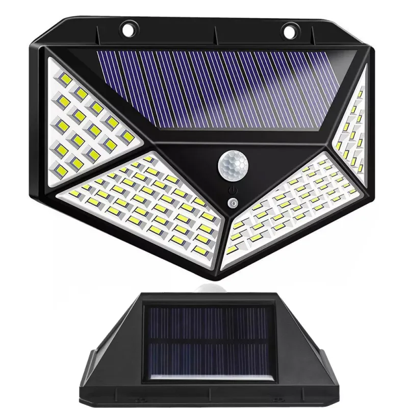 Соларна лампа със 100 LED, датчик за движение и здрач