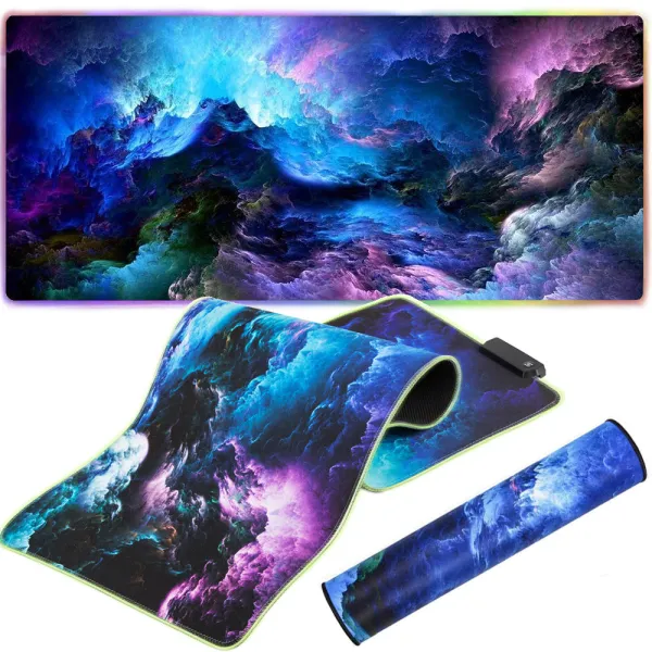 Голяма геймърска подложка за мишка с RGB подсветка, 80 × 30 см