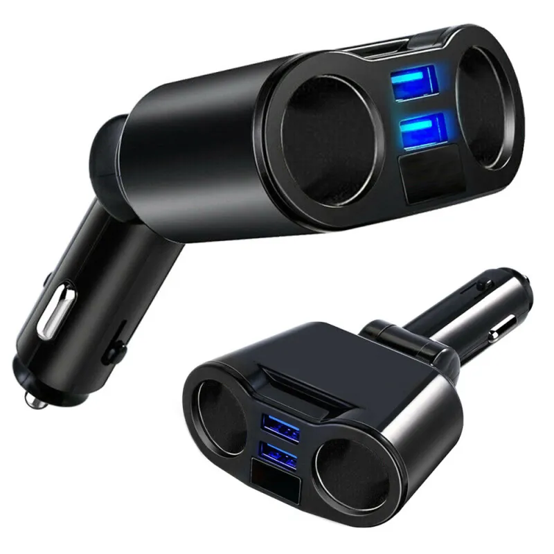Разклонител за запалка на кола с 2 гнезда и 2 USB порта
