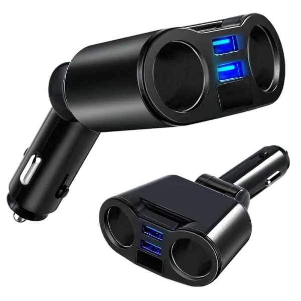 Разклонител за запалка на кола с 2 гнезда и 2 USB порта