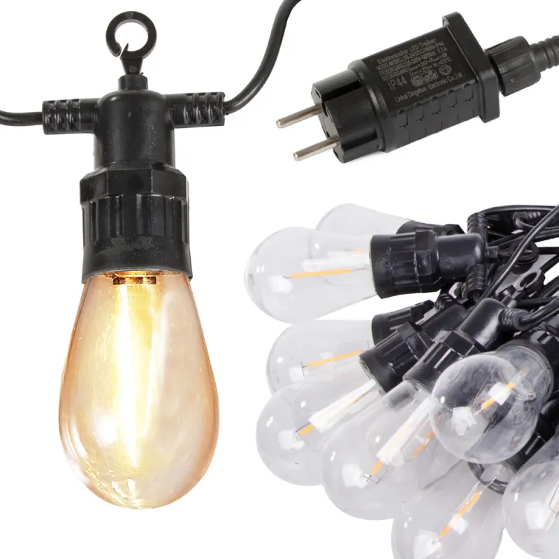 Градинска LED гирлянда с 10 крушки, топла светлина, IP44