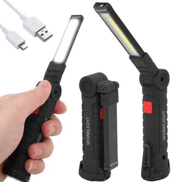 Магнитна работна лампа с кука и USB зареждане, 5 в 1