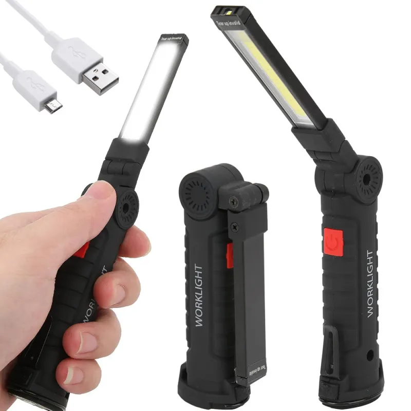 Магнитна работна лампа с кука и USB зареждане, 5 в 1