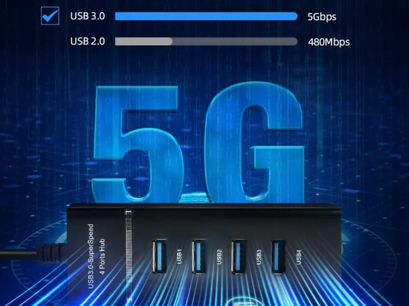 USB разклонител 3.0 с 4 порта и LED индикация — снимка 3