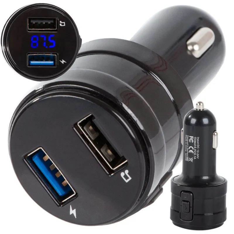 FM трансмитер за кола с Bluetooth, MP3 и 2 USB порта