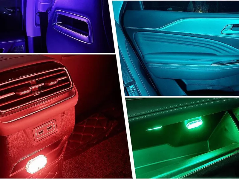 Безжична RGB LED лампа за купето на колата, магнитна — снимка 2
