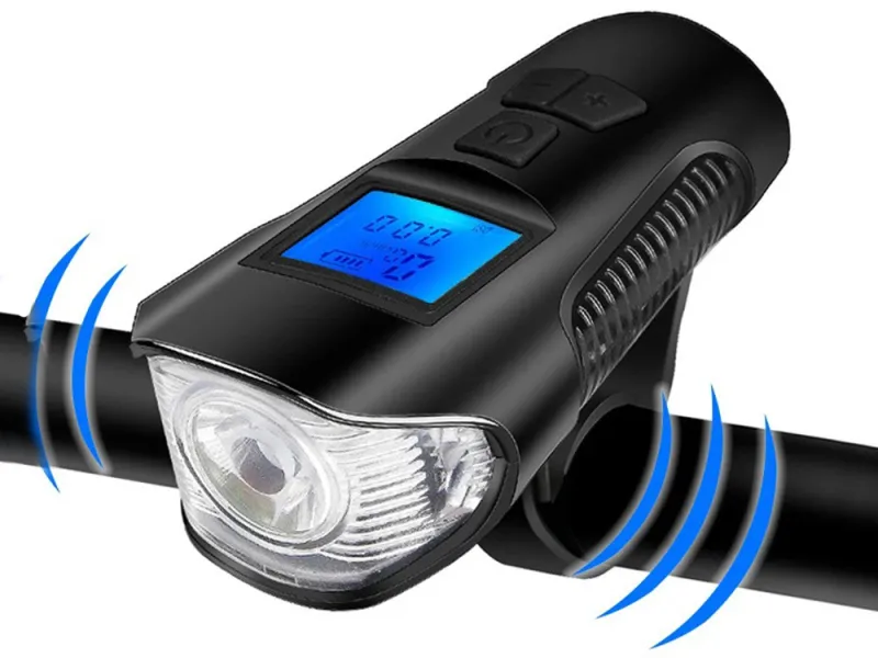 LED фар за велосипед с километраж, клаксон и задна светлина — снимка 2