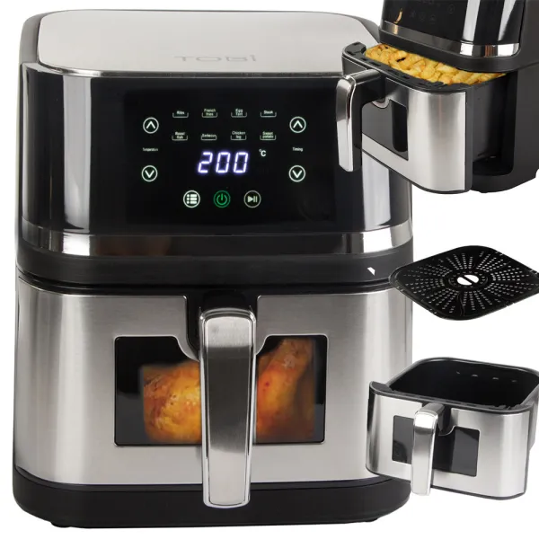 Фритюрник с горещ въздух 2400 W, 8 л, 8 програми