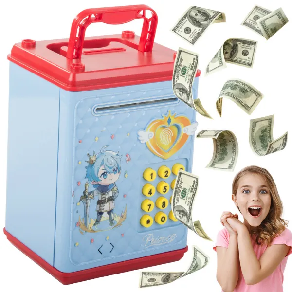 Касичка сейф с PIN код за монети и банкноти, синя