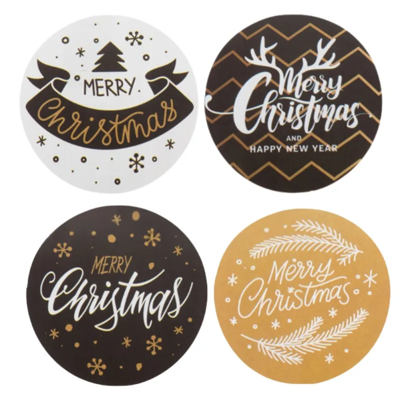 Коледни стикери Merry Christmas на ролка 500 броя — снимка 3