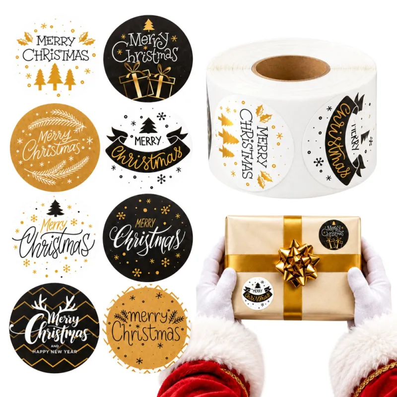 Коледни стикери Merry Christmas на ролка 500 броя