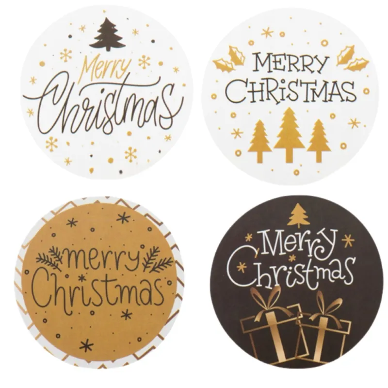 Коледни стикери Merry Christmas на ролка 500 броя — снимка 2