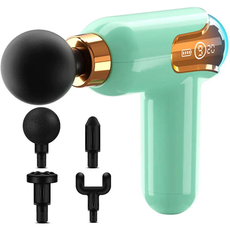 Мини масажен пистолет с 4 накрайника, USB-C