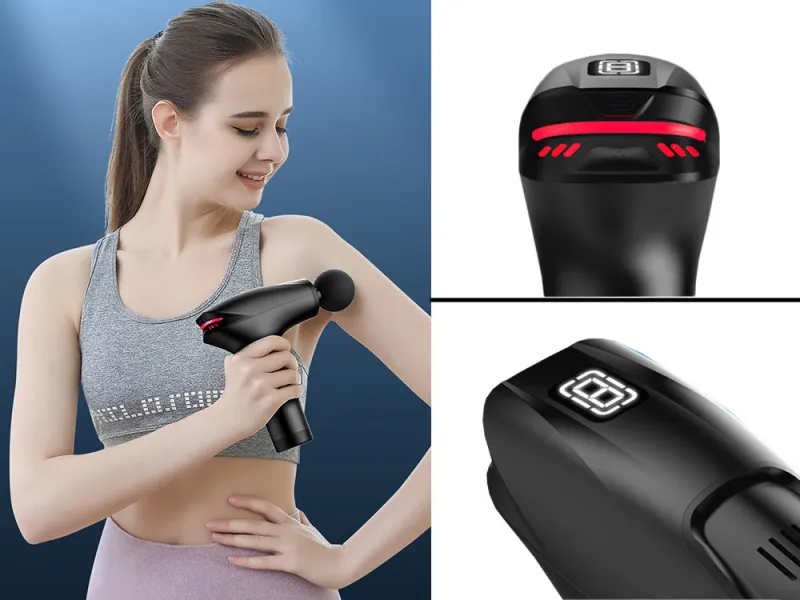Масажен пистолет с 5 накрайника, 8 нива, USB-C — снимка 3