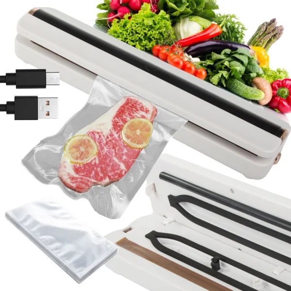 Машина за вакуумиране на храна с 10 торбички, USB