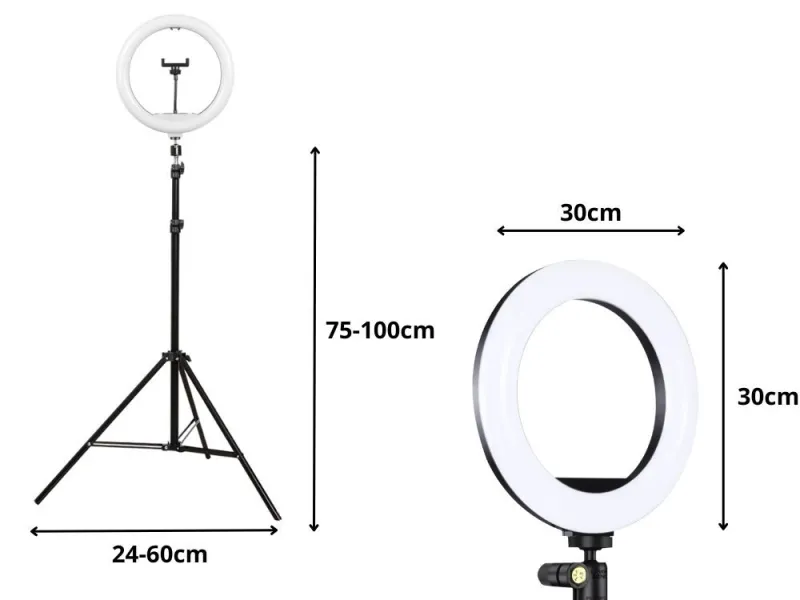 LED ринг лампа със статив и държач за телефон, RGB — снимка 2
