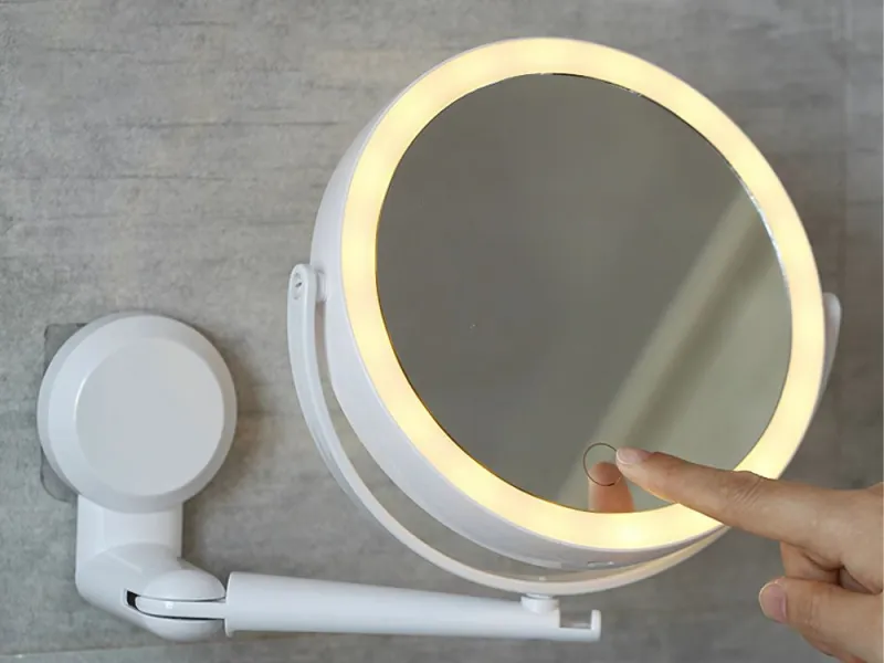 Стенно огледало за гримиране с LED светлина и увеличение 5x — снимка 2