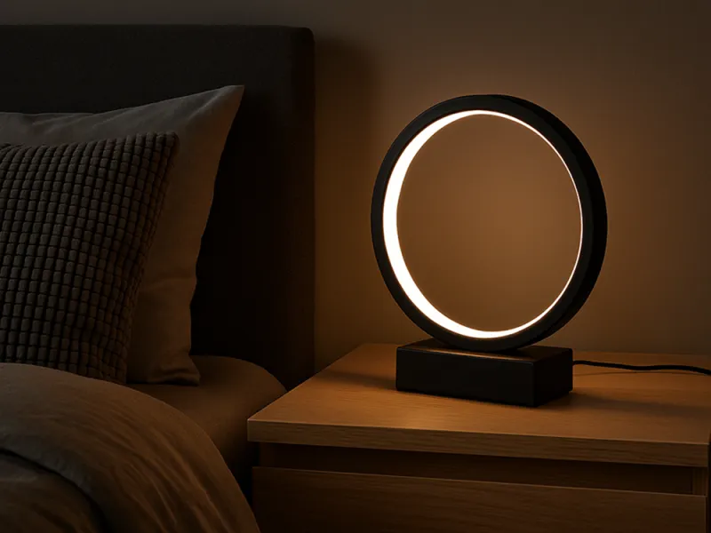Кръгла LED нощна лампа с три цвята на светлината — снимка 2