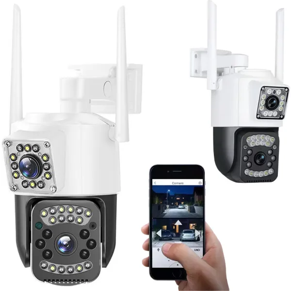 Външна Wi-Fi камера с две лещи 6 MP, въртяща се
