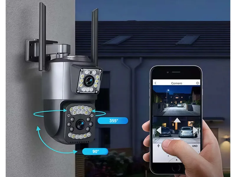 Външна WiFi камера с две лещи 6 MP, въртяща се — снимка 2