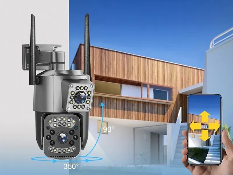 Външна WiFi камера с две лещи 6 MP, въртяща се — снимка 3