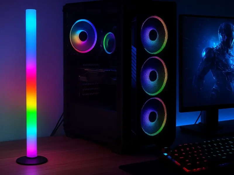 RGB LED лампа с дистанционно, 40 см, стояща — снимка 3