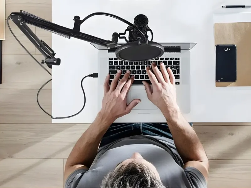 USB кондензаторен микрофон със стойка, поп филтър и амортисьор — снимка 3