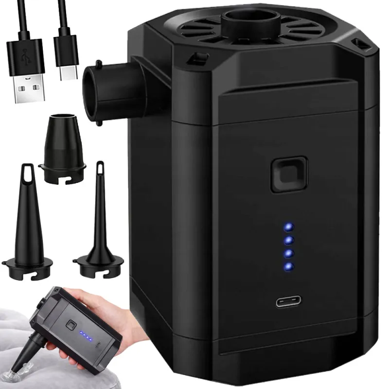 Акумулаторна помпа за надуване с USB-C и 3 накрайника