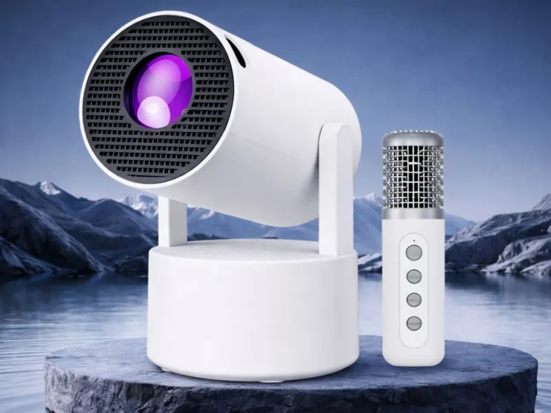 Смарт LED проектор с Wi-Fi и микрофон за караоке — снимка 2