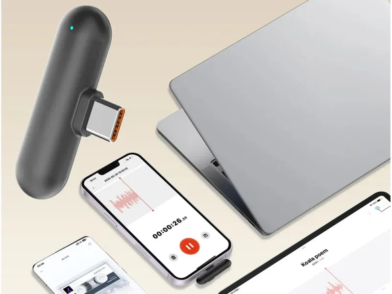 Безжични петлични микрофони, 2 броя, с USB-C приемник — снимка 2