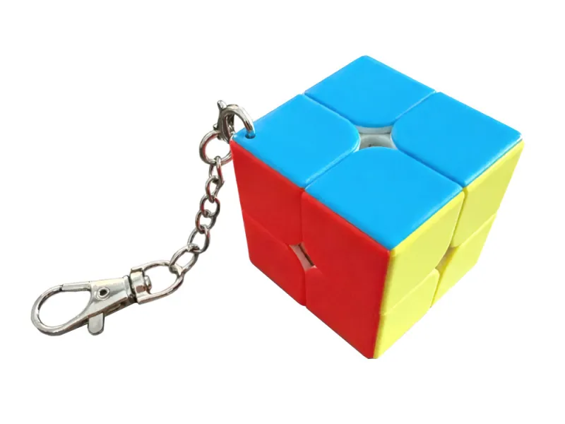 Мини рубик куб 2x2 – ключодържател с верижка и карабинер — снимка 2