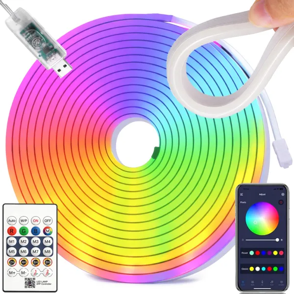 RGB неон LED лента 5 м с дистанционно и приложение