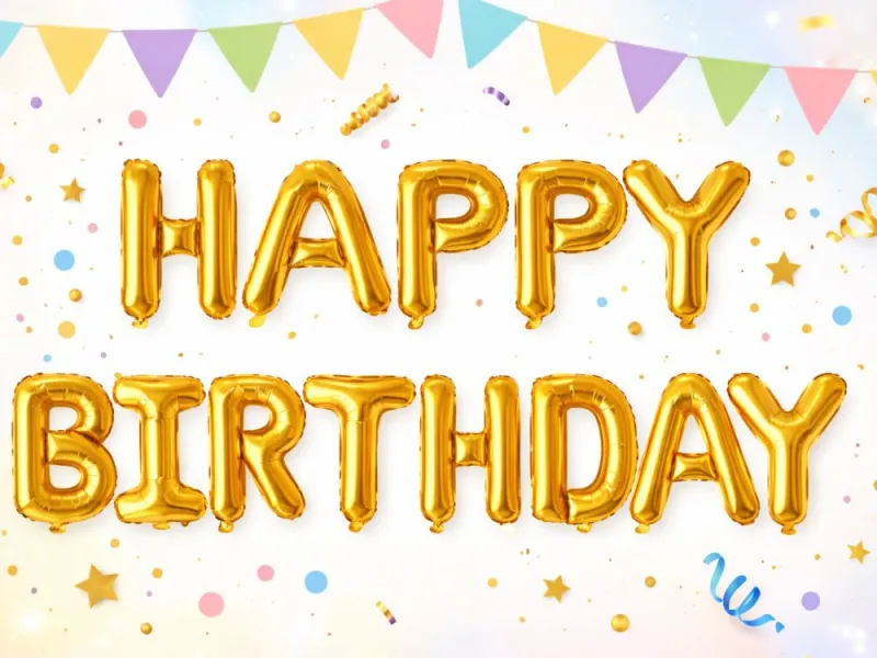 Гирлянд happy birthday от златни фолиеви балони, 13 части — снимка 3