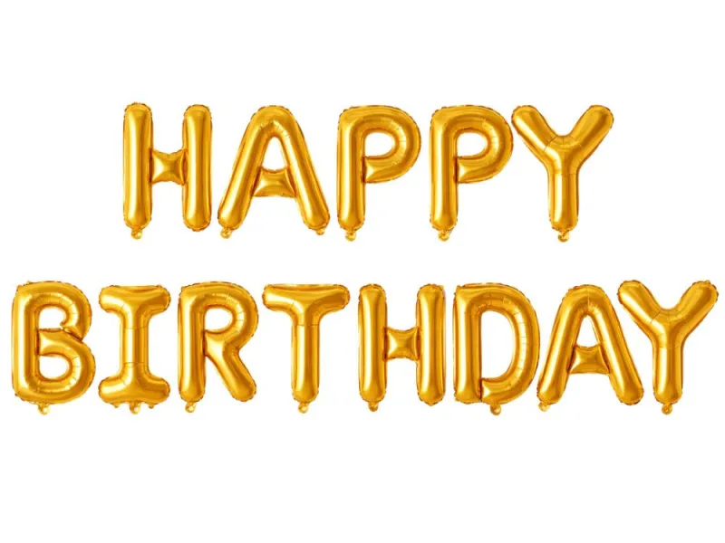 Гирлянд happy birthday от златни фолиеви балони, 13 части — снимка 2