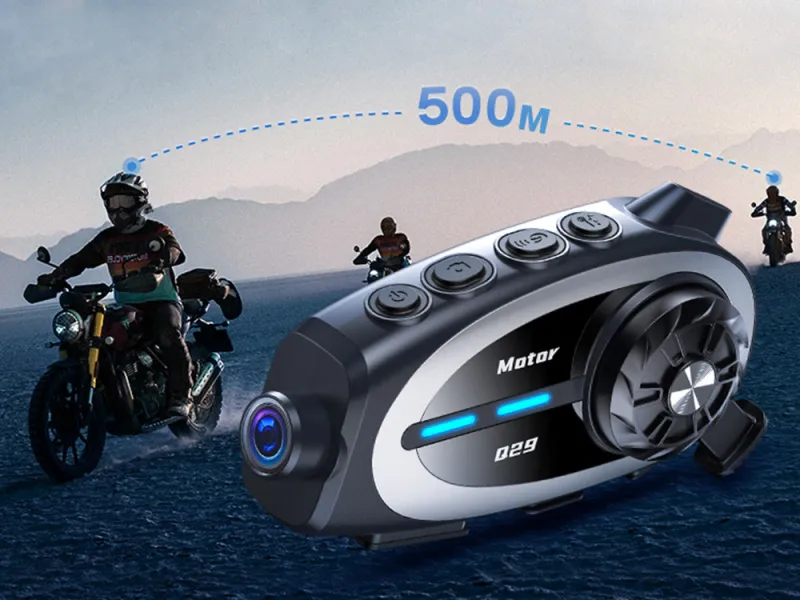 Bluetooth интерком за каска с камера 120° и запис — снимка 2