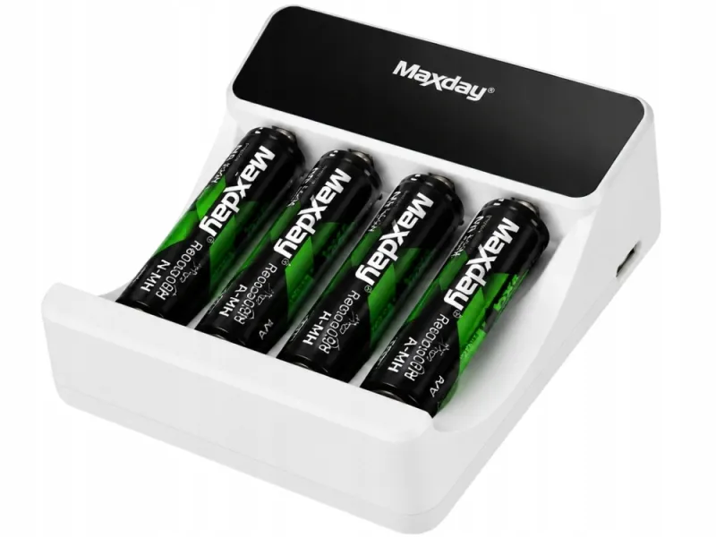 Зарядно за акумулаторни батерии AA/AAA с 4 батерии и USB-C — снимка 3