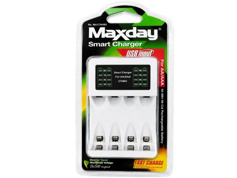 Зарядно за акумулаторни батерии AA и AAA с USB-C и 4 гнезда — снимка 2